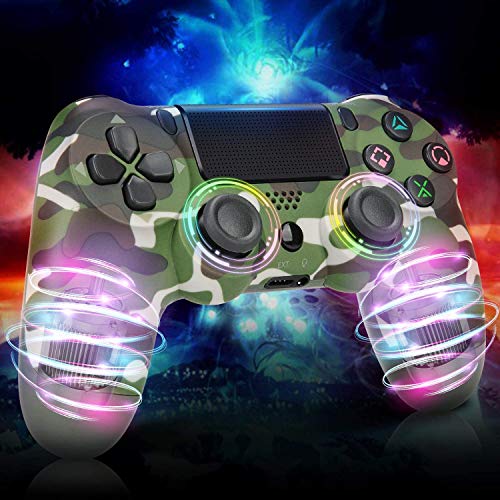 OUBANG Juego Game Controller para PS4, Controlador inalámbrico para Playstation 4 con Joystick de Juego de vibración Dual, Verde (Camuflaje Verde)