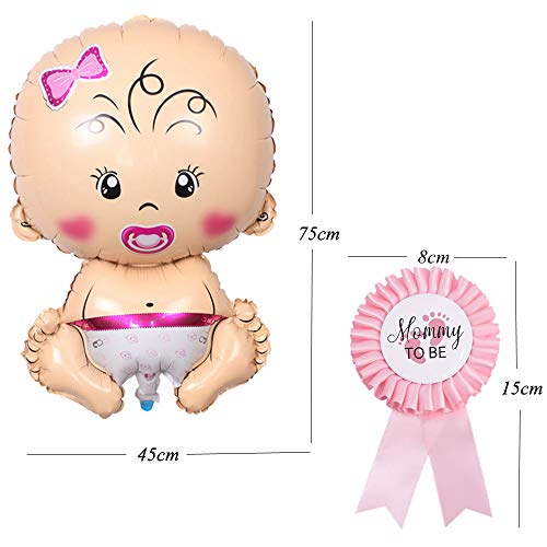 Ouceanwin Mommy to be Placa de Hojalata Pin y Daddy to be Género Revelar Botones con 2 Globos Bebé Niño Niña, Decoración de Fiesta para Revelar Género, Anuncio de Embarazo, Baby Shower