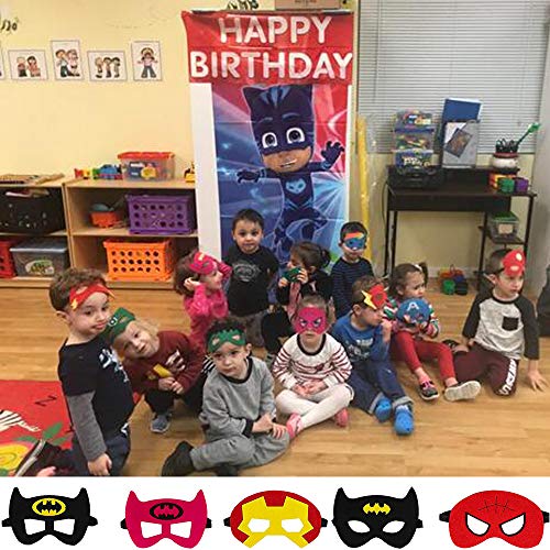 Ouinne 12 Piezas Máscaras de Superhéroe, Máscaras de Fieltro Mitad de Cosplay con Cuerda Elástica de Fiesta de Cumpleaños Favorece Niños Niños Niñas