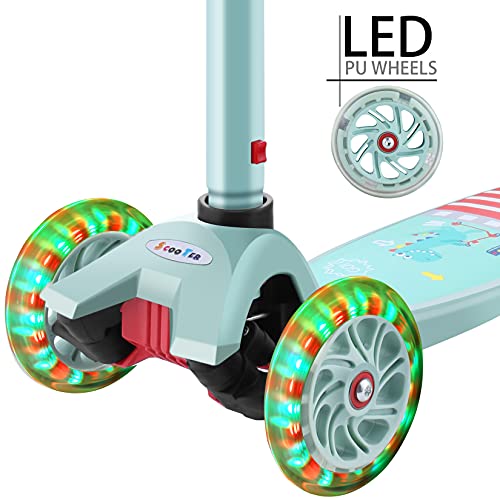 OUTCAMER Patinete Niño 3 a 12 Años Patinete 3 Ruedas con Led Luces Manillar Altura Ajustable 68-86cm para Niños y Niña Juegos Deportivos Scooter con Freno Posterior Monopatin Tres Ruedas Máxima 50 KG