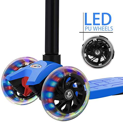 OUTCAMER Patinete Niño 3 a 12 Años Patinete 3 Ruedas con Led Luces Manillar Altura Ajustable 68-86cm para Niños y Niña Juegos Deportivos Scooter con Freno Posterior Monopatin Tres Ruedas Máxima 50 KG