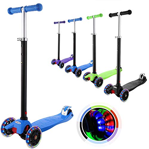 OUTCAMER Patinete Niño 3 a 12 Años Patinete 3 Ruedas con Led Luces Manillar Altura Ajustable 68-86cm para Niños y Niña Juegos Deportivos Scooter con Freno Posterior Monopatin Tres Ruedas Máxima 50 KG