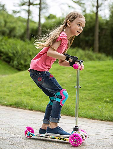 OUTCAMER Patinete para Niños de 3 Ruedas Patinete para Niños Pequeños con luz LED Patinete Ajustable en Altura para Niños de 2 a 9 años