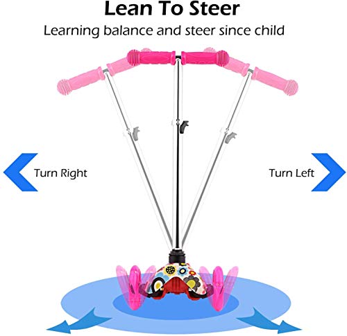 OUTCAMER Patinete para Niños de 3 Ruedas Patinete para Niños Pequeños con luz LED Patinete Ajustable en Altura para Niños de 2 a 9 años