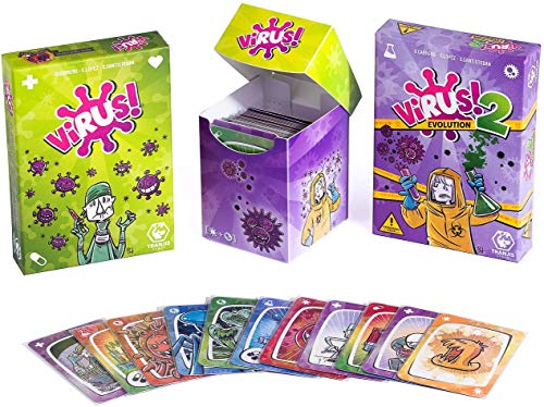 Outletdelocio Pack Juego de Cartas Virus + Virus 2 + 120 Fundas. Edicion Española. +8 años