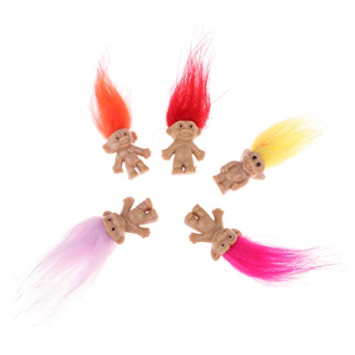 P Prettyia Modelo Muñecas Troll Lucky con Pelo Postizo Juguete Pretender para Niños - 5 pcs - #2