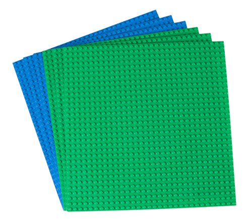 Pack de 6 Bases para Construir - Compatible con Todas Las Grandes Marcas - 25,4 x 25,4 cm - Verde, Azul