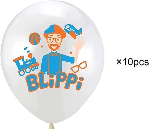 PAIDUIYO 30 globos de látex para fiesta de Blippi, suministros para fiestas de Blippi, suministros para fiestas de cumpleaños Blippi, suministros para fiestas y decoraciones para niños