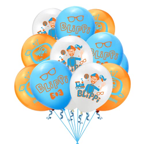 PAIDUIYO 30 globos de látex para fiesta de Blippi, suministros para fiestas de Blippi, suministros para fiestas de cumpleaños Blippi, suministros para fiestas y decoraciones para niños