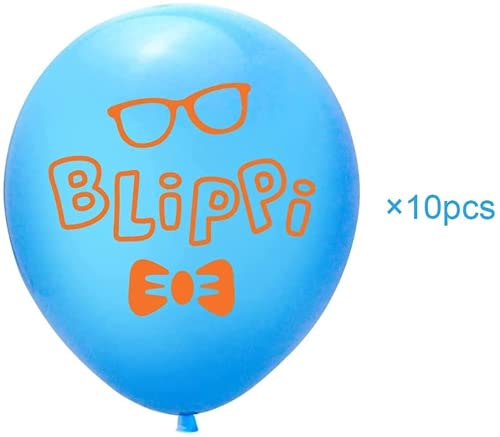 PAIDUIYO 30 globos de látex para fiesta de Blippi, suministros para fiestas de Blippi, suministros para fiestas de cumpleaños Blippi, suministros para fiestas y decoraciones para niños