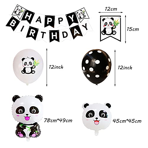 Panda Decoraciones Cumpleaños Globos Pancarta de Feliz Cumpleaños Globos de Papel de Aluminio para Niños Niñas Decoraciones de Fiesta de Panda