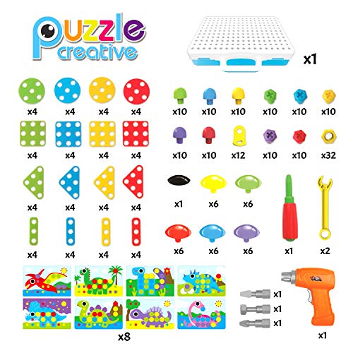 Paochocky Puzzles 3D Montessori Juguetes Bloques Construccion Rompecabezas Bricolaje Taladro Eléctrico Juguetes para Niños 3 4 5 6 7 8 9 10 Años