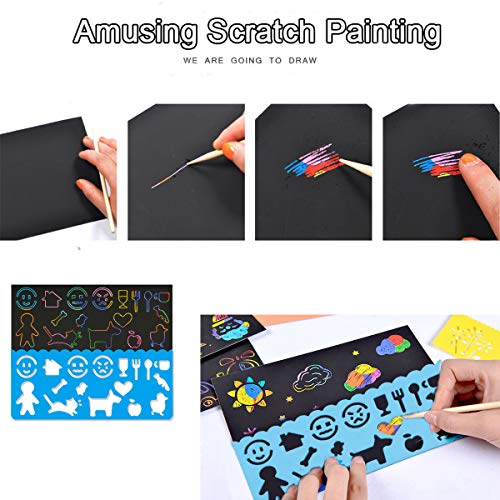 Papel de Rascar para Niños, 40 Hojas de Rascar Colores con Lápiz de Madera, Manualidades para Niños, Regalo Creativo, Manualidades para Niños, Hojas Scratch Art Cuadernos para Dibujar Papel de Rascar