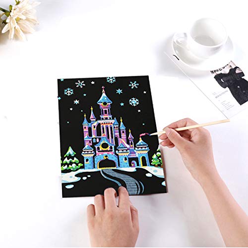 Papel de Rascar para Niños, 40 Hojas de Rascar Colores con Lápiz de Madera, Manualidades para Niños, Regalo Creativo, Manualidades para Niños, Hojas Scratch Art Cuadernos para Dibujar Papel de Rascar