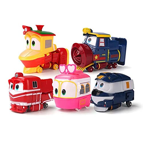 para niños y Adultos 5PCS Train Figuras Robot Trenes Transformación Kay Alf Dynamic Train Family Deformation Tren Robot Coche Figura Figura Juguetes