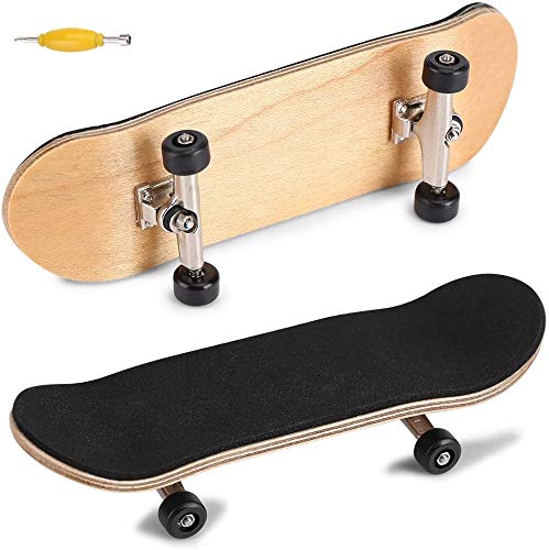 Patineta de Dedo, Actualizar Mini Diapasón Profesionales Monopatines de Juguete para Dedos Madera de Arce Ensamblaje de Bricolaje Finger Skateboard Juguete Juegos Deportivos Regalo para Niños (Negro)