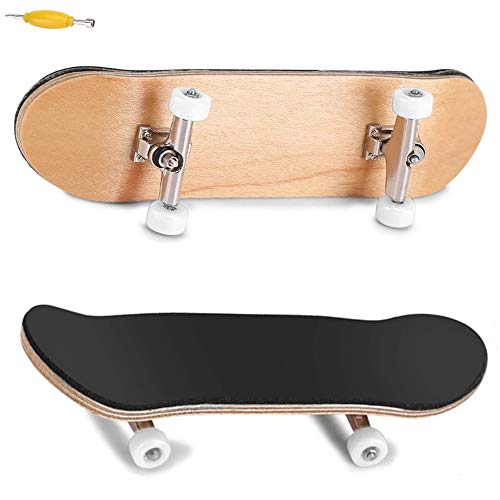 Patineta de Dedo, Actualizar Mini Diapasón Profesionales Monopatines de Juguete para Dedos Madera de Arce Ensamblaje de Bricolaje Finger Skateboard Juguete Juegos Deportivos Regalo para Niños (Blanco)