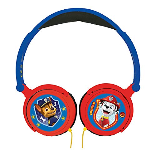 Patrulla Canina Cascos estéreo con Chase y Marshall, Auriculares con Diadema Ajustable y Plegable (Lexibook HP015PA) Paw Patrol, Potencia Apta para niños, Azul/Rojo, Color