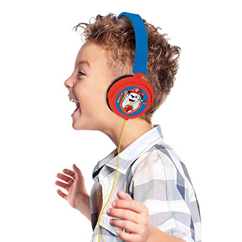 Patrulla Canina Cascos estéreo con Chase y Marshall, Auriculares con Diadema Ajustable y Plegable (Lexibook HP015PA) Paw Patrol, Potencia Apta para niños, Azul/Rojo, Color