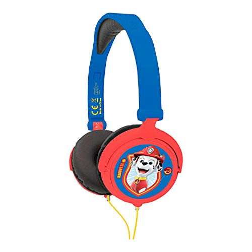 Patrulla Canina Cascos estéreo con Chase y Marshall, Auriculares con Diadema Ajustable y Plegable (Lexibook HP015PA) Paw Patrol, Potencia Apta para niños, Azul/Rojo, Color