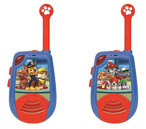 Patrulla Canina Paw Patrol Chase - Walkie-Talkies Digitales - Rango transmisión hasta 2 kms, Morse Luminoso, Pinza para Colgar del cinturón, batería, Azul/Roja, TW25PA