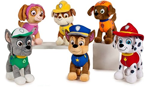 PATRULLA CANINA (PAW PATROL) - PELUCHE PERSONAJE ZUMA, RAZA LABRADOR Y SOCORRISTA (27CM DE PIE) CALIDAD SUPER SOFT - COLOR NARANJA -