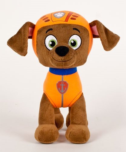 PATRULLA CANINA (PAW PATROL) - PELUCHE PERSONAJE ZUMA, RAZA LABRADOR Y SOCORRISTA (27CM DE PIE) CALIDAD SUPER SOFT - COLOR NARANJA -