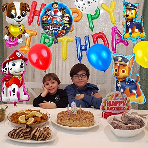 Paw Dog Patrol Birthday Party Foil Balloons, Banner, Cake Topper,Paw Dog Patrol Balloons for Kids Gift Fiesta de cumpleaños Suministros Decoración