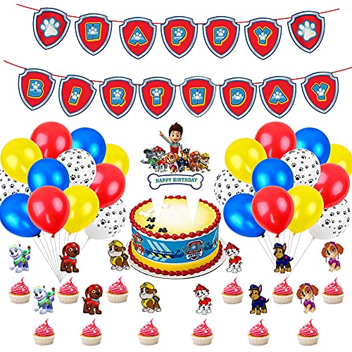 Paw Dog Patrol Latex Ballon, BKJJ Decoraciones de Cumpleaños de Paw Dog Patrol, Adornos para Pastel de Juegos para niños adultos Decoraciones de Fiesta temática Fiesta Suministros Decoraciones（Rojo）