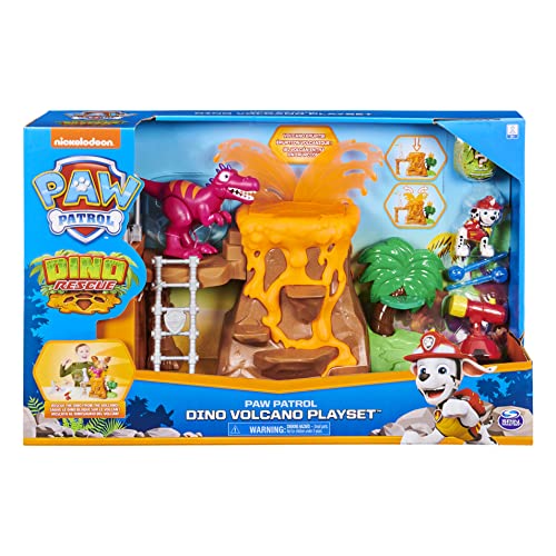 PAW Patrol Dino Rescue - Juego de volcán con tirolina y 3 Figuras exclusivas