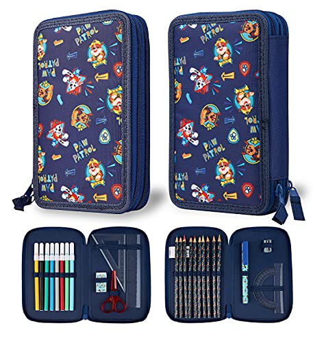 Paw Patrol Estuche Escolar, Material Escolar de la Patrulla Canina, Estuche Colores Con 2 Compartimentos