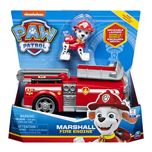 PAW PATROL Feuerwehr mit Vehicle/Basis Fahrzeug Bomberos de la Patrulla Canina con Figura de Marshall (vehículo básico), Color no se Puede aplicar. (Spin Master 6061798)