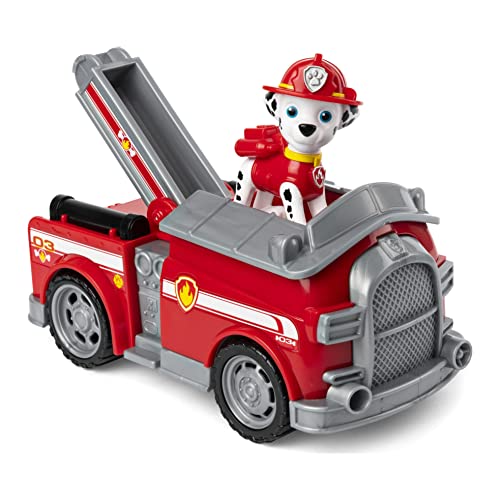 PAW PATROL Feuerwehr mit Vehicle/Basis Fahrzeug Bomberos de la Patrulla Canina con Figura de Marshall (vehículo básico), Color no se Puede aplicar. (Spin Master 6061798)