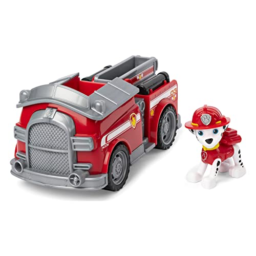 PAW PATROL Feuerwehr mit Vehicle/Basis Fahrzeug Bomberos de la Patrulla Canina con Figura de Marshall (vehículo básico), Color no se Puede aplicar. (Spin Master 6061798)