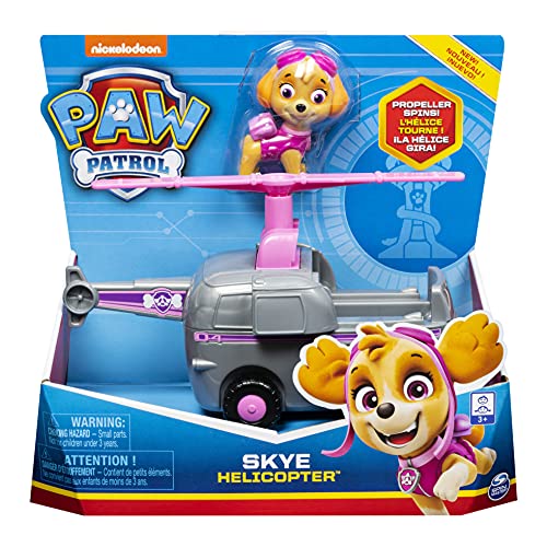 PAW PATROL Helikopter mit Skye Vehicle/Basis Fahrzeug helicóptero de la Patrulla Canina con Figura de Sky (vehículo básico), Color no se Puede aplicar. (Spin Master 6061800)