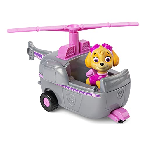 PAW PATROL Helikopter mit Skye Vehicle/Basis Fahrzeug helicóptero de la Patrulla Canina con Figura de Sky (vehículo básico), Color no se Puede aplicar. (Spin Master 6061800)