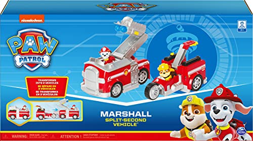 PAW Patrol Marshall 2 en 1 Camión de Bomberos Transformador 2 en 1 con 2 Figuras coleccionables