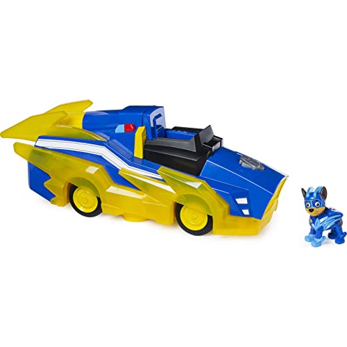 PAW Patrol Mighty Pups Charged Up Chase transformando vehículo de Lujo con Luces y Sonidos