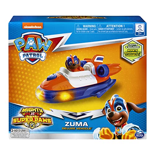 PAW PATROL Mighty Pups | Vehículos con Luz, Sonido y Figura de Juego | Patrulla Canina, Figura:Zuma