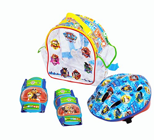 PAW PATROL- Mochila con Casco y Protecciones Patrulla Canina, 30.0 x 20.1 x 11.9 (Saica Toys 7472)