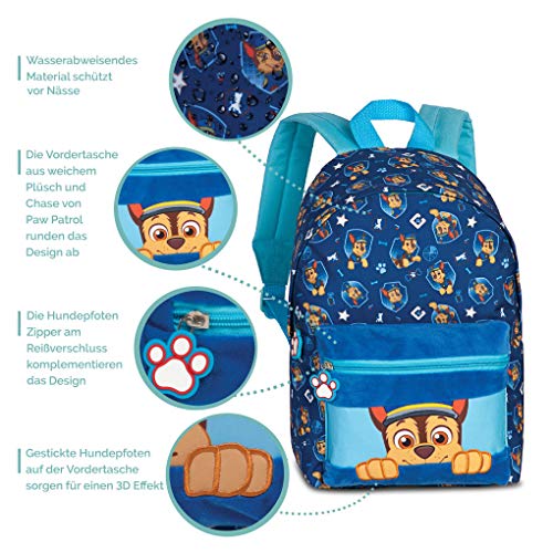 Paw Patrol - Mochila para niños de 3 a 6 años con el conejo de la Patrulla Canina para la guardería, 36 cm x 24 cm x 12 cm, 6 l, color azul