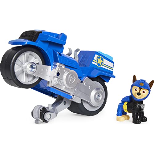 PAW Patrol Moto Pups Chase Deluxe Pull Back Vehículo de Motocicleta con Wheelie característica y Figura