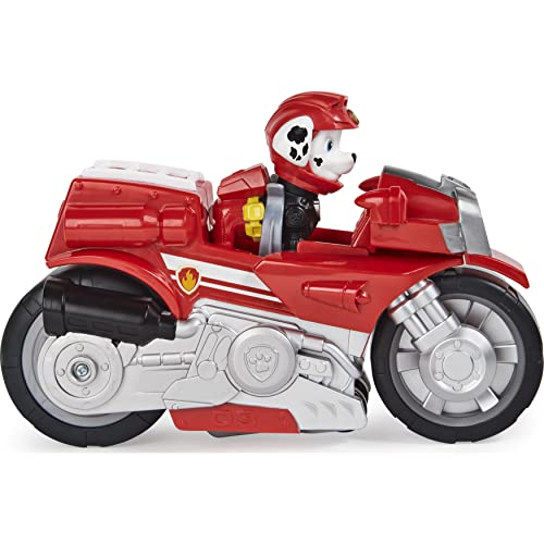 PAW PATROL Moto Pups Marshall’s Deluxe Pull Back Motorcycle Vehicle with Wheelie Feature and Figure Marshall Vehículo de Motocicleta con función (Spin Master 6061224)