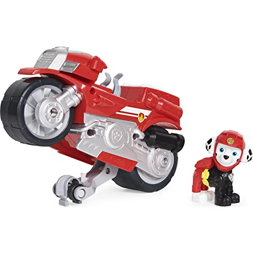 PAW PATROL Moto Pups Marshall’s Deluxe Pull Back Motorcycle Vehicle with Wheelie Feature and Figure Marshall Vehículo de Motocicleta con función (Spin Master 6061224)