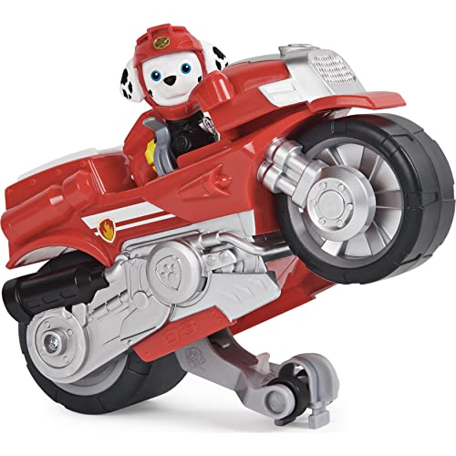 PAW PATROL Moto Pups Marshall’s Deluxe Pull Back Motorcycle Vehicle with Wheelie Feature and Figure Marshall Vehículo de Motocicleta con función (Spin Master 6061224)