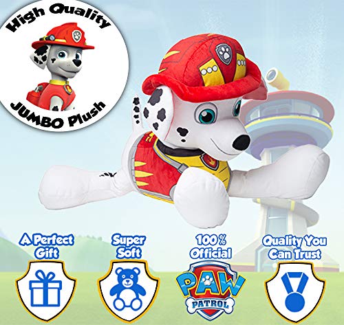 PAW PATROL Peluches de los Perritos Chase Marshall y Skye, Juguetes Patrulla Canina 53 cm, Merchandising Oficial Niños y Niñas (Marshall)