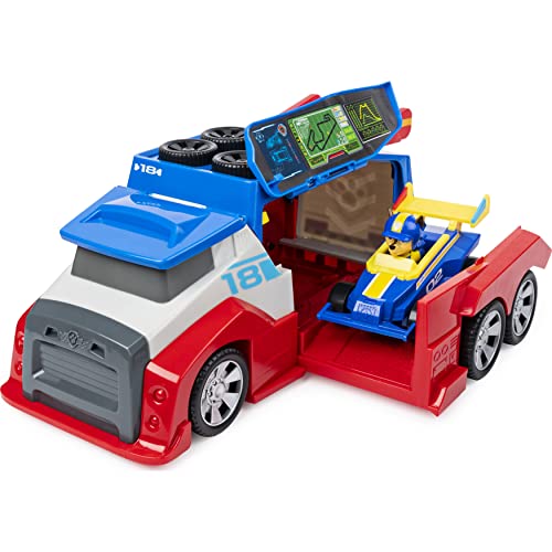 PAW PATROL Ready, Race, Rescue Mobile Pit Stop Team Vehicle with Sounds, for Kids Aged 3 Years and Over vehículo con Sonidos, para niños a Partir de 3 años, Color Gris, 0 (Spin Master 6054505)