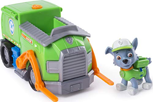 PAW Patrol Rocky's Transforming Reciclaje Camión con Herramientas emergentes y Carretilla elevadora móvil, para Edades de 3 años en adelante