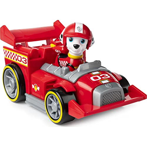 PAW PATROL Vehículo de Lujo Ready, Race, Rescue Marshall's Race and Go con Sonidos, para niños Mayores de 3 años