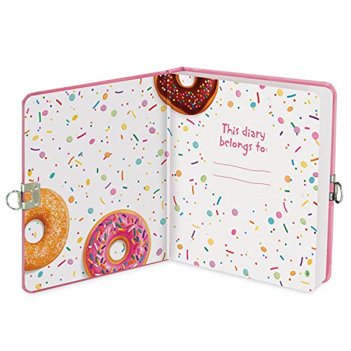 Peaceable Kingdom Diario de Donut con cerradura y llave, 15,8 cm, con forro para niños